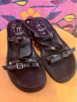 Thierry Rabotin Black Patent Leather Strappy Sandals – Made in Italy – Size 36.5