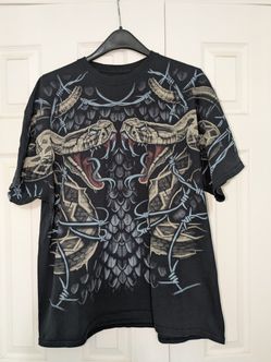 2019 Liquid Blue Double Snake Barbed Wire AOP Black T shirt