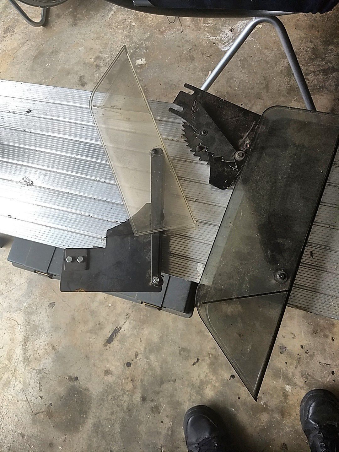 Two table saw blade guards