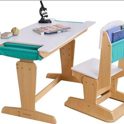 Brand New In Box  KidKraft Grow Together Pocket Adjustable Desk & Chair Natural *Retail $299