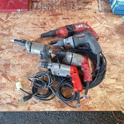 Lot / Bundle Of 5 Screw Guns / Screw Shooters, Milwaukee, Hilti,  Porter Cable And Black & Decker Industrial Heavy Duty. Screwshooter