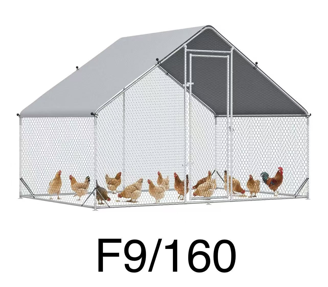 F9🔥Large Chicken Coop Metal Chicken Run with Waterproof and Anti-UV Cover, Spire Shaped Walk in Fence Cage Hen House for Outdoor and Yard Farm Use, 1