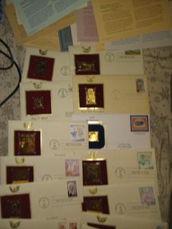 Gold Stamps And Old Foriegn Money And Commerative Coi S