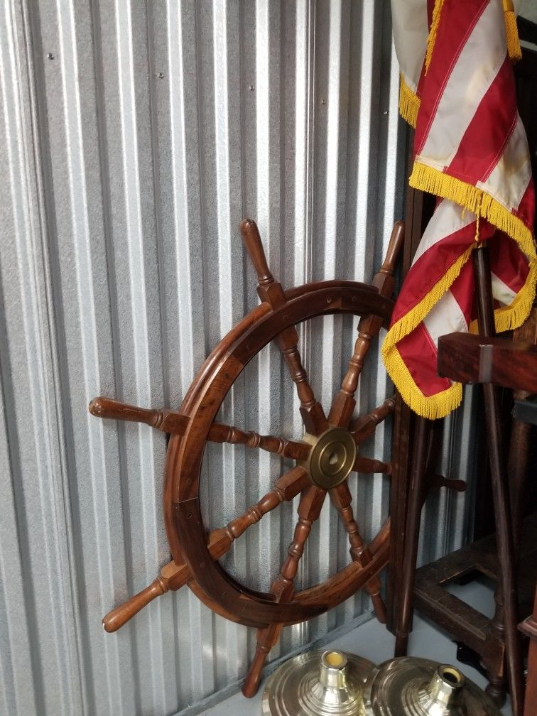 42" Vintage Nautical Real Ship Helm