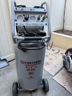 FORTRESS 26 Gallon, 4.5 SCFM, 175 PSI Ultra Quiet Oil-Free Professional Vertical Air Compressor