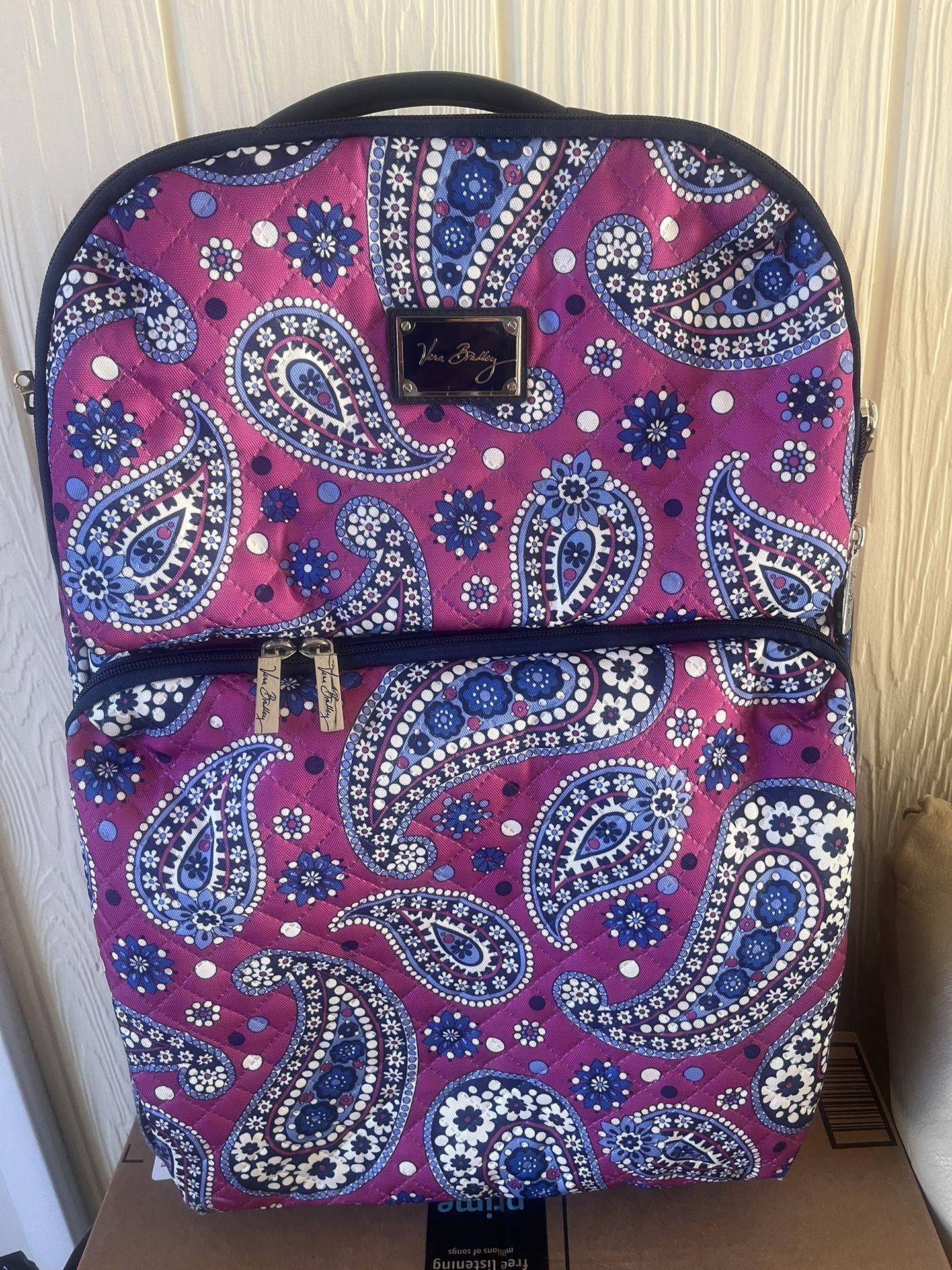 Vera Bradley Pink Paisley Boysenberry Medium Rolling Carry-on Travel Bag