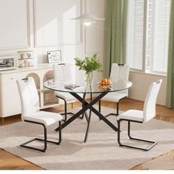 🔥On sale 🔥yeag 47 Inch Round Glass Dining Table for 4, Gold Or Black