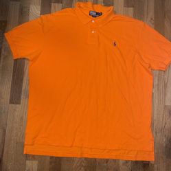 Polo Ralph Lauren Mens XL Orange Polo Shirt with Green Pony
