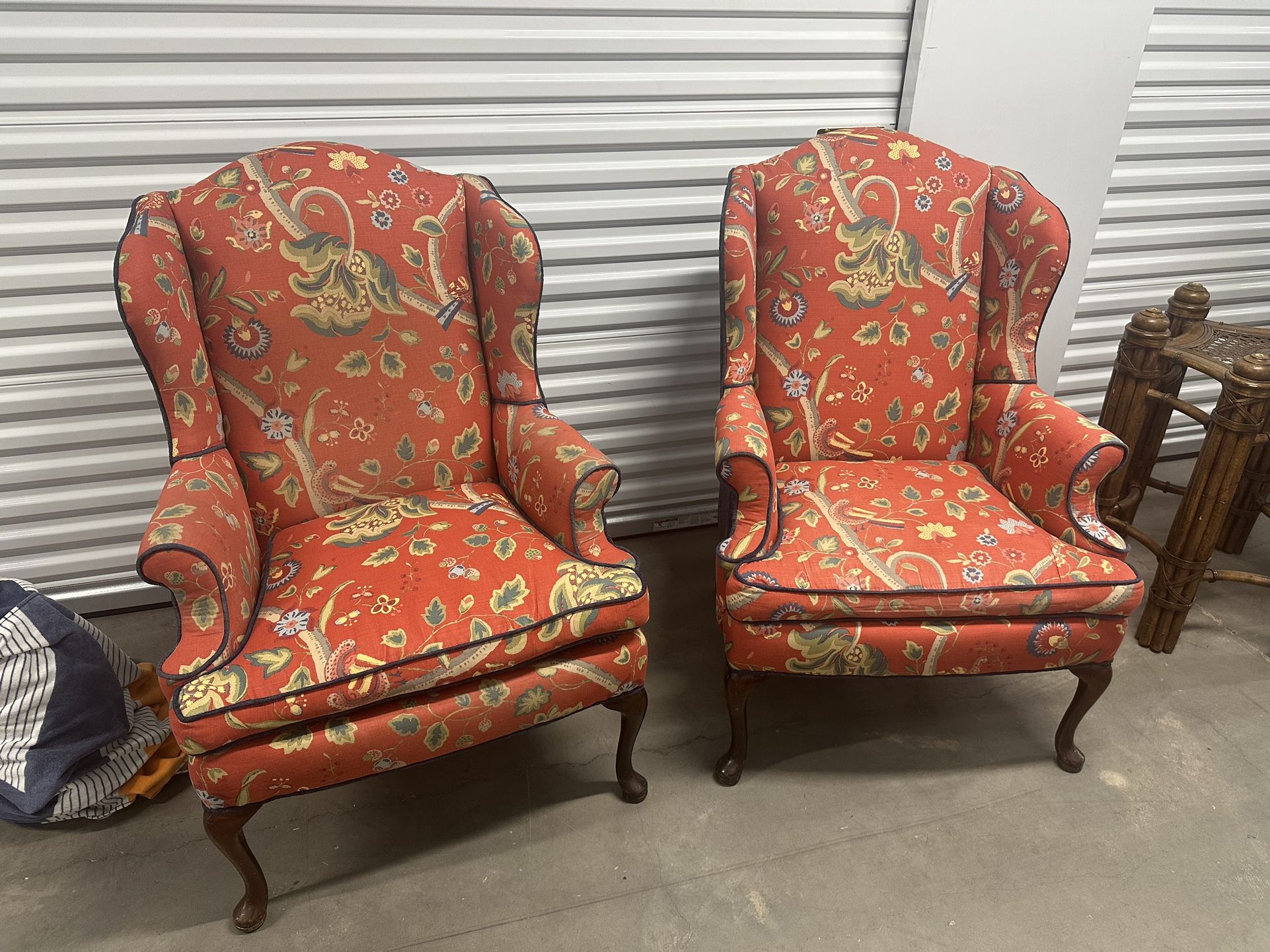 Set of Two Custom Wingback Chairs 