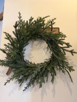 Faux Spruce Wreath with Velvet Ribbon