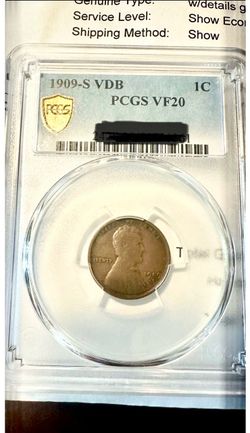 1877 /1909s/1909s/vdb pennys graded bye pcgs