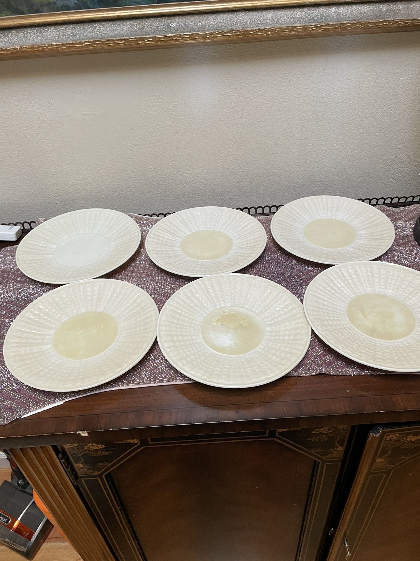 Set of 6 Antique Irish Belleek Plate 8”The Neptune Pattern.