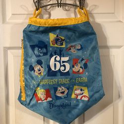 Disneyland 65th Anniversary Drawstring Cinch Bag Backpack Happiest Place On Earth  Disney.  Brand New With Tags Never Used