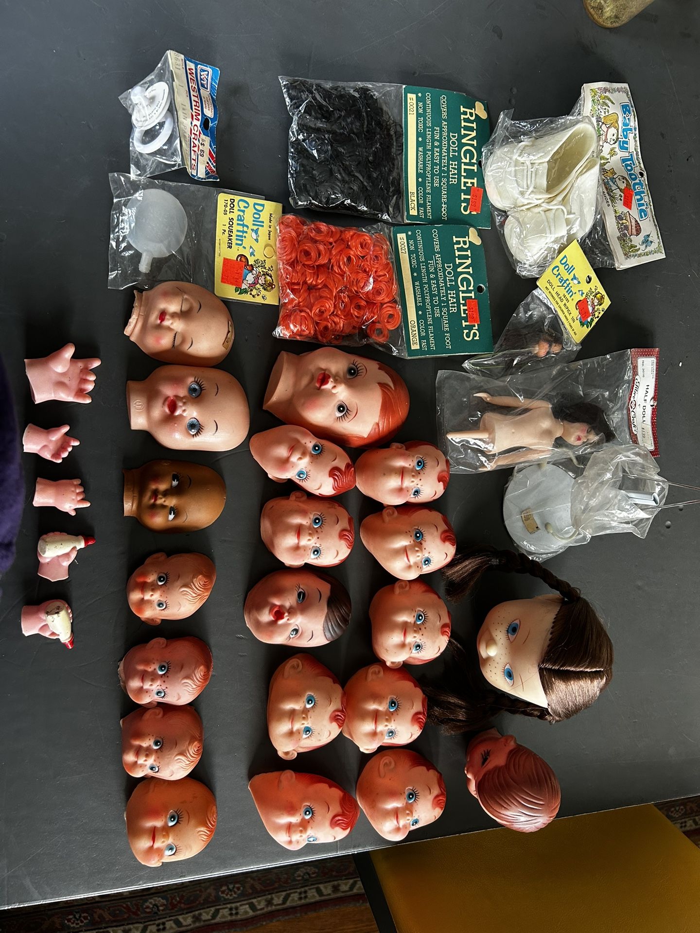 Over 30 Pieces Of Doll Making Supplies Vintage