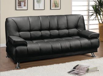 Black leatherette Couch Sofa Futon Sofa Bed