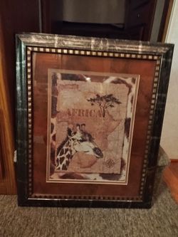 Limited Edition Print Sally Ray Cains  Rustic Frame 24"x 20" African/Giraffe/ Safari/Beautifully Framed New Condition