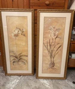 Gold Tone Large Potted Orchid Wall Art