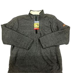 NWT ORVIS Sherpa Lined Fleece 1/4 Zip Pullover Sweater Black/White Men's Medium
