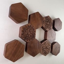 Wooden Wall Decor Mandala 10 Pieces Walnut Wood