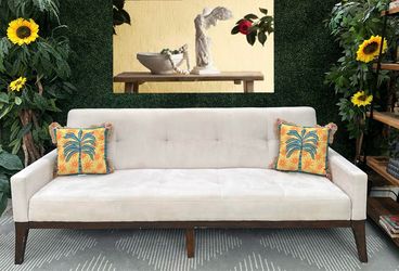 Free Delivery 🚚 Used Cream Gray Futon Sleeper Couch