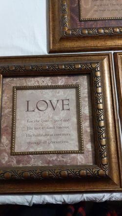 3 14x14 "Hope Love and Faith" wall decor frames