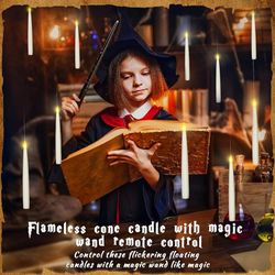 20PCS Floating Candles with Wand, Magic Hanging Candles, Flickering Warm Light