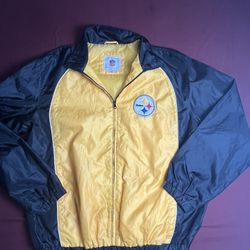 Pittsburgh Steelers black & yellow Jacket Men's (L) Windbreaker Pullover 