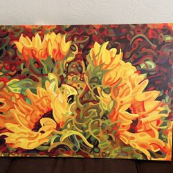 Abstract Sunflowers on Canvas