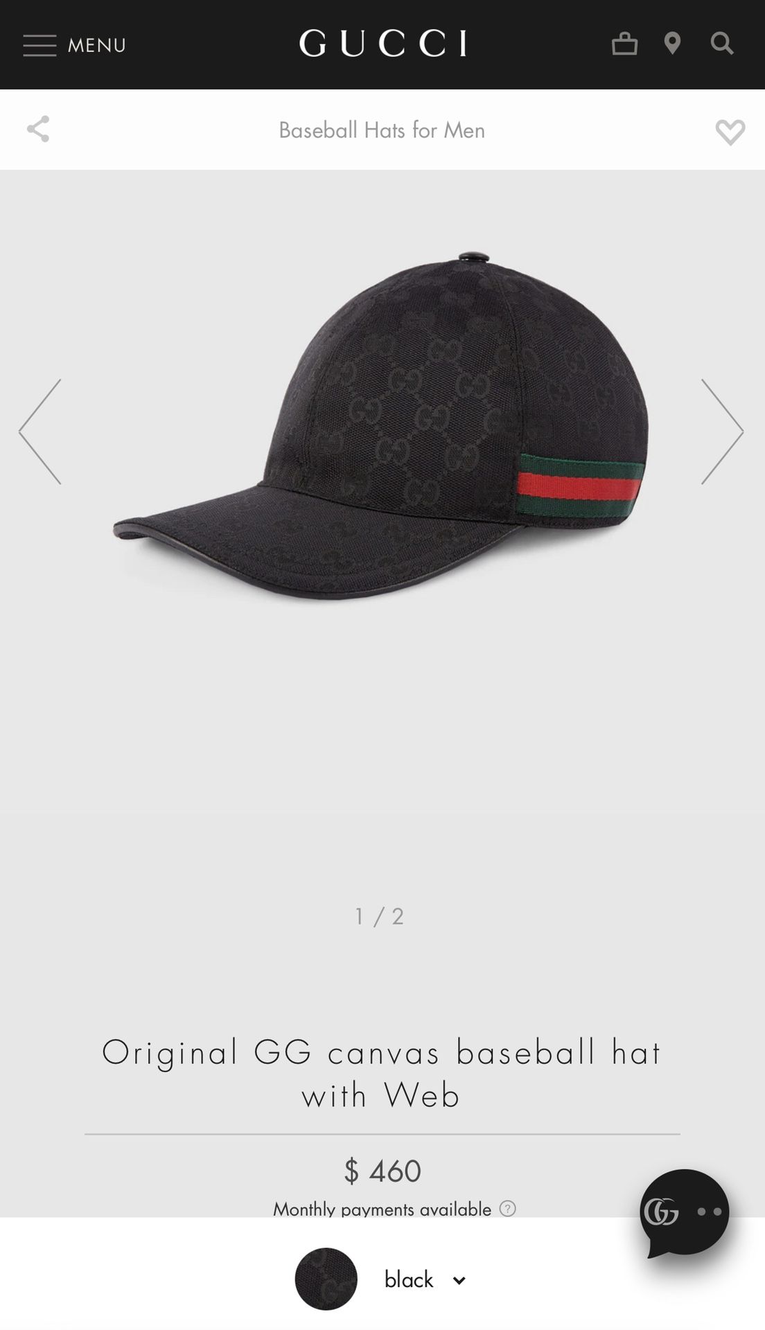 Gucci Black Baseball Hat