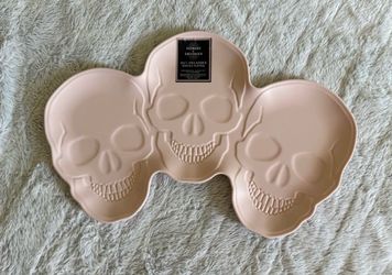 Halloween pink skull tray plate platter
