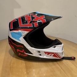 Fox Racing V1 Falcon Youth Dirt Bike Helmet – Red/White/Blue – XS (53–54 cm)