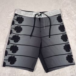 Hurley Board Shorts Mens 38 Waist Gray Palm Trees Quick Dry Active Lightweight 