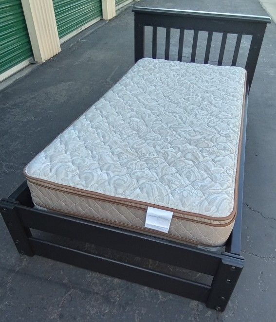 TWIN BED FRAME WITH BOARD AND MATTRESS 