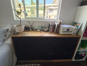 Rustic Wood Dresser with Black Drawers