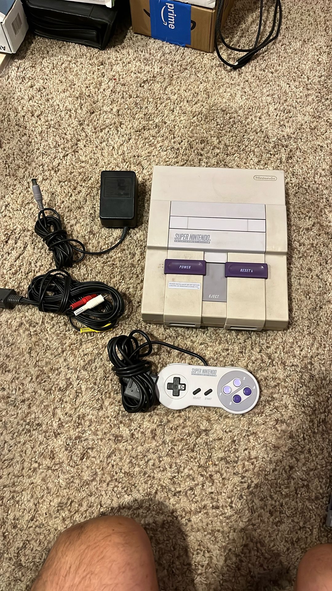 Super Nintendo / SNES Console And Game