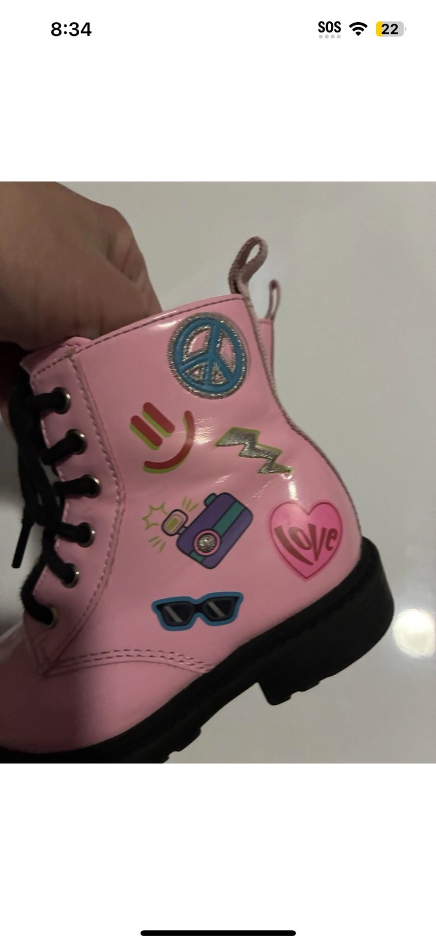 Toddler Girls Combat Boots Patent Leather Pink Size 7 Punk Rock Wonder Nation