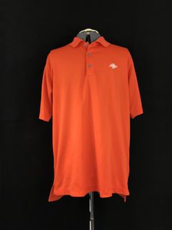 Men's Adidas Golf ClimaLite Short Sleeve Orange 3 Button Polo Shirt Size L EUC!