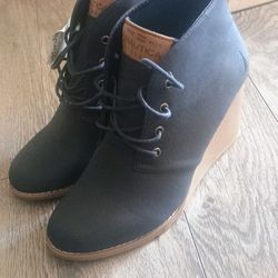 Nautica • Black Waterline Wedge Lace Up Booties