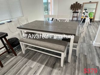 Dining table set with bench