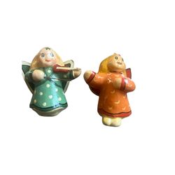 Vintage 60’s Paper Mache Angels Girl Christmas Ornament Hanging Decoration