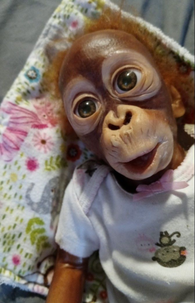 Ashton Drake Lifelike Baby Orangutan Monkey Doll by Simon Laurens Â