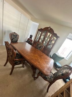 Formal Wood Dining Table with 6 Chairs