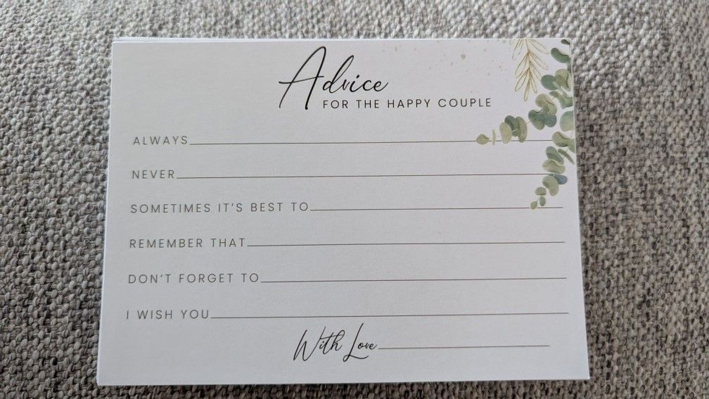 4x6 Wedding Advice Index Cards