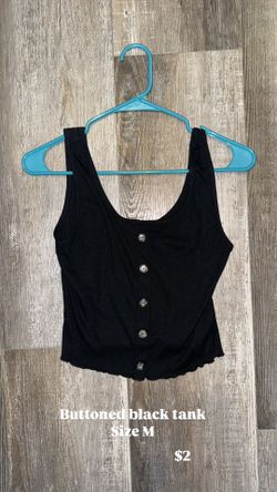 Button Black Tank Top