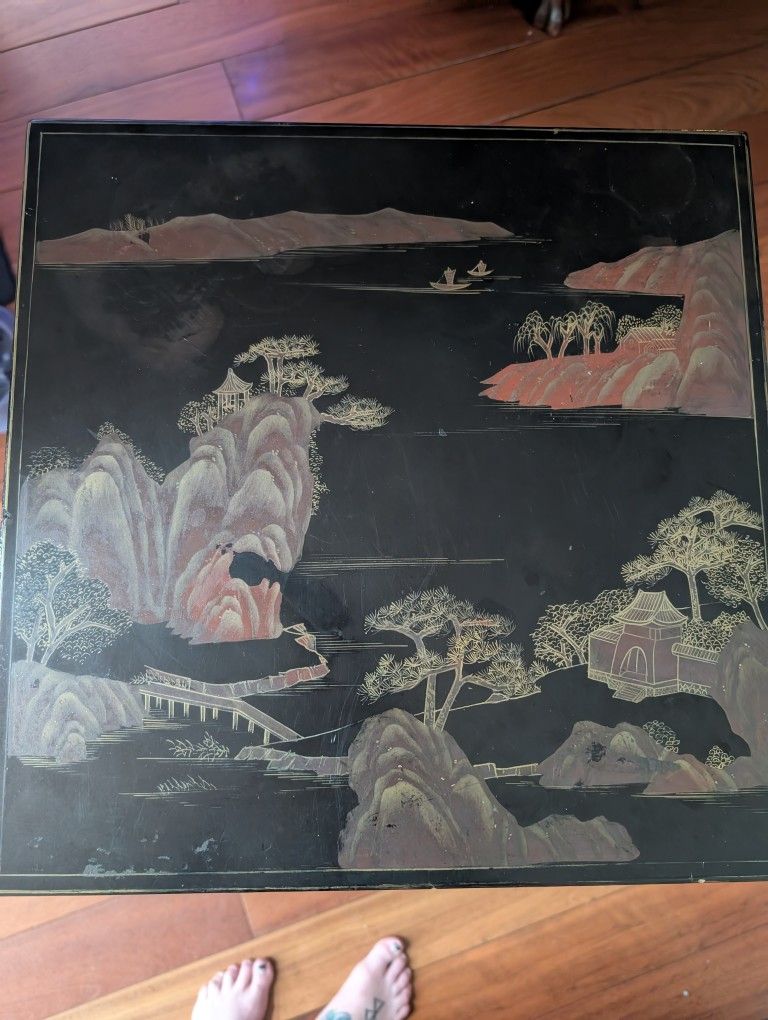 Hand-Painted Asian Antique Side Table