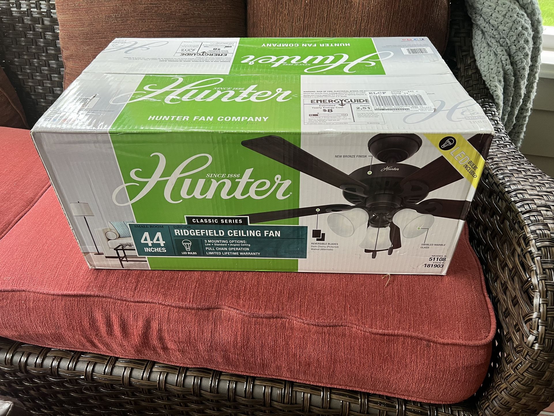 44 inch Hunter ceiling Fan Ridgefield