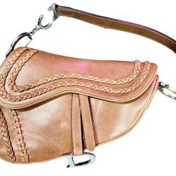 Christian Dior Brown Braided Leather Saddlebag