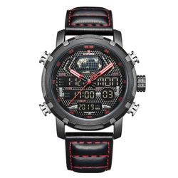 NAVIFORCE 9160 Men's Waterproof Quartz Watch with Genuine Leather Strap and Luminous Calendar