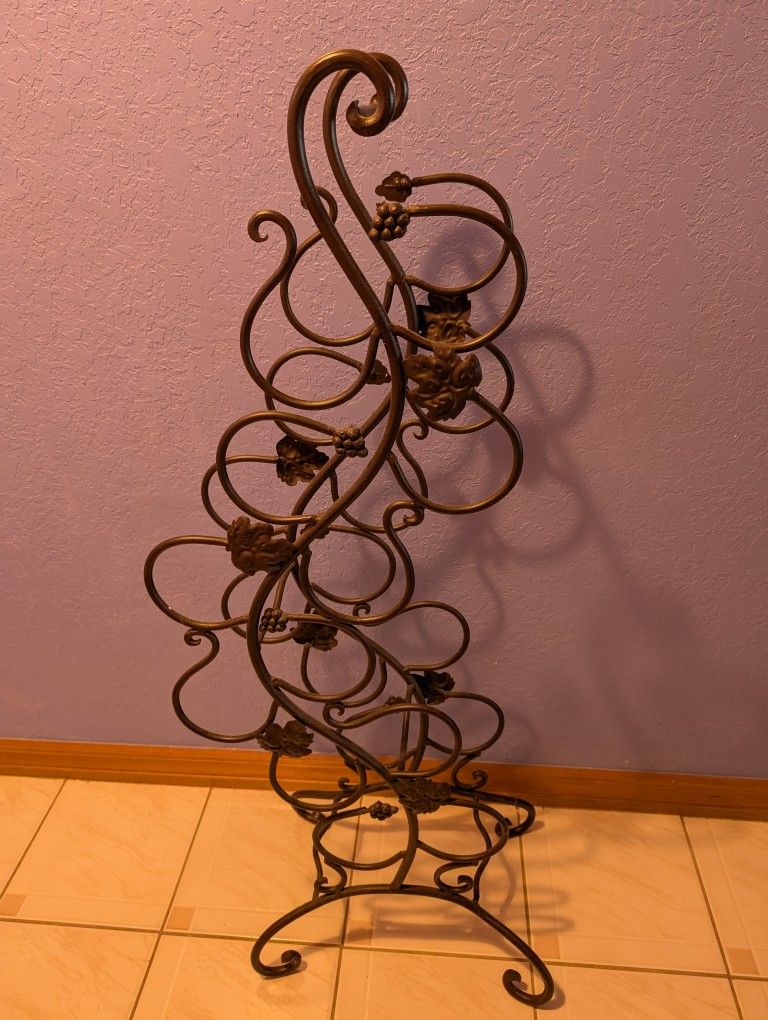 Vintage Wrought Iron Wine Rack 