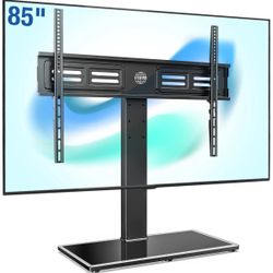 FITUEYES Universal TV Stand/Base Swivel Tabletop TV Stand with Mount for 50 to 85 inch Flat Screen TV 100 Degree Swivel, 4 Level Height Adjustable,Tem